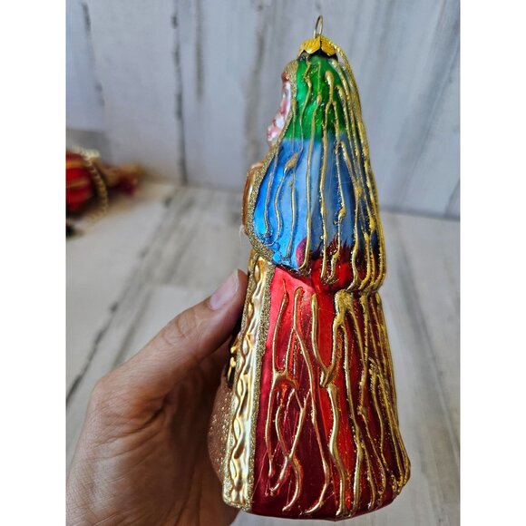 Vintage Virgin Mary Jerusalem Bethlehem grilled glitter glass ornament Xmas tree - Picture 4 of 11